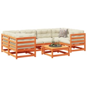 Gartensofa-Set 7-teilig, massives Kiefernholz, wachsbraun von vidaXL, Gartensets - Ref: Foro24-3299309, Preis: 452,46 €, Raba...