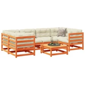 Gartensofa-Set 7-teilig, massives Kiefernholz, wachsbraun von vidaXL, Gartensets - Ref: Foro24-3299309, Preis: 446,26 €, Raba...