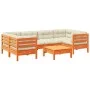 Gartensofa-Set, 7-teilig, mit Kissen, aus braun gewachstem Kiefernholz. von vidaXL, Gartensets - Ref: Foro24-3299316, Preis: ...