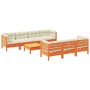8-teilige Gartensofagarnitur mit wachsbraunen Kissen aus Kiefernholz von vidaXL, Gartensets - Ref: Foro24-3299328, Preis: 688...