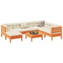 8-piece garden sofa set with wax-brown pine wood cushions by vidaXL, Garden sets - Ref: Foro24-3299560, Price: 682,52 €, Disc...