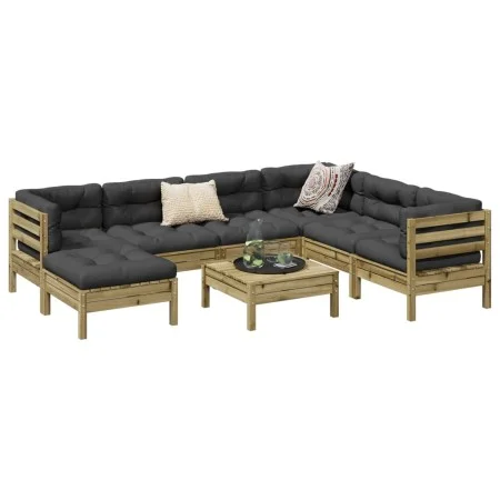 8-piece garden sofa set with impregnated pine wood cushions by vidaXL, Garden sets - Ref: Foro24-3299562, Price: 623,04 €, Di...