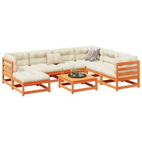 8-teilige Gartensofagarnitur mit wachsbraunen Kissen aus Kiefernholz von vidaXL, Gartensets - Ref: Foro24-3299557, Preis: 872...