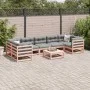 8-piece garden sofa set with Douglas fir wood cushions by vidaXL, Garden sets - Ref: Foro24-3299337, Price: 745,81 €, Discoun...