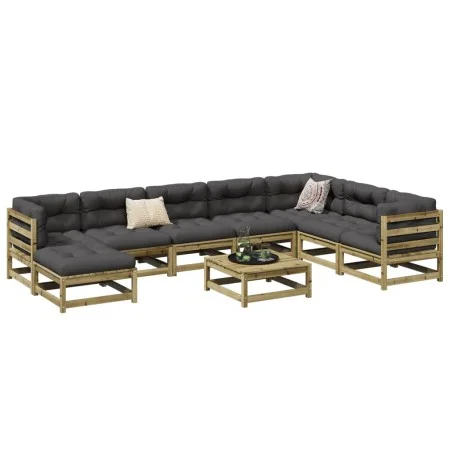 9-piece garden sofa set with impregnated pine wood cushions by vidaXL, Garden sets - Ref: Foro24-3299588, Price: 807,55 €, Di...