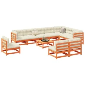 Gartensofa-Set 11-teilig, massives Kiefernholz, wachsbraun von vidaXL, Gartensets - Ref: Foro24-3299486, Preis: 698,32 €, Rab...