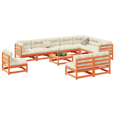 Gartensofa-Set 11-teilig, massives Kiefernholz, wachsbraun von vidaXL, Gartensets - Ref: Foro24-3299486, Preis: 707,67 €, Rab...