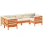 6-piece garden sofa set with wax-brown pine wood cushions by vidaXL, Garden sets - Ref: Foro24-3299611, Price: 523,29 €, Disc...
