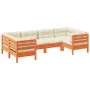 6-piece garden sofa set with wax-brown pine wood cushions by vidaXL, Garden sets - Ref: Foro24-3299611, Price: 523,29 €, Disc...