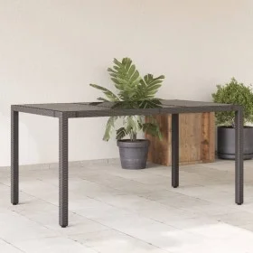 Garden table glass surface PE rattan black 150x90x75 cm by vidaXL, Garden tables - Ref: Foro24-365589, Price: 137,71 €, Disco...