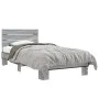 Sonoma gray metal engineered wood bed frame 75x190 cm by vidaXL, Beds and slatted bases - Ref: Foro24-845750, Price: 66,78 €,...