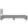 Sonoma gray metal engineered wood bed frame 75x190 cm by vidaXL, Beds and slatted bases - Ref: Foro24-845750, Price: 66,78 €,...