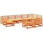Gartensofa-Set 9-teilig aus massivem Kiefernholz, wachsbraun von vidaXL, Gartensets - Ref: Foro24-3299626, Preis: 574,83 €, R...