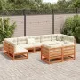 Gartensofa-Set 9-teilig aus massivem Kiefernholz, wachsbraun von vidaXL, Gartensets - Ref: Foro24-3299626, Preis: 574,83 €, R...