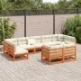 Set de sofás jardín 9 pzas con cojines madera pino marrón cera de vidaXL, Conjuntos de jardín - Ref: Foro24-3299630, Precio: ...