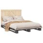 Bed frame with gray pine wood headboard 160x200 cm by vidaXL, Beds and slatted bases - Ref: Foro24-3281565, Price: 232,99 €, ...