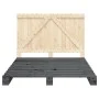 Bed frame with gray pine wood headboard 160x200 cm by vidaXL, Beds and slatted bases - Ref: Foro24-3281565, Price: 232,99 €, ...
