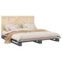 Gray pine wood bed frame with headboard 200x200cm by vidaXL, Beds and slatted bases - Ref: Foro24-3281567, Price: 258,93 €, D...