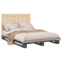 Bed frame with gray pine wood headboard 140x200 cm by vidaXL, Beds and slatted bases - Ref: Foro24-3281546, Price: 213,41 €, ...