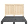 Bed frame with gray pine wood headboard 140x200 cm by vidaXL, Beds and slatted bases - Ref: Foro24-3281546, Price: 213,41 €, ...
