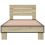 Sonoma oak metal engineered wood bed frame 100x200 cm by vidaXL, Beds and slatted bases - Ref: Foro24-845738, Price: 70,91 €,...