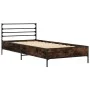 Estructura cama madera ingeniería metal roble ahumado 90x190 cm de vidaXL, Camas y somieres - Ref: Foro24-845629, Precio: 67,...
