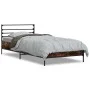Estructura cama madera ingeniería metal roble ahumado 90x190 cm de vidaXL, Camas y somieres - Ref: Foro24-845629, Precio: 67,...