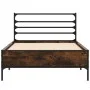 Estructura cama madera ingeniería metal roble ahumado 90x190 cm de vidaXL, Camas y somieres - Ref: Foro24-845629, Precio: 67,...