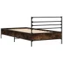 Estructura cama madera ingeniería metal roble ahumado 90x190 cm de vidaXL, Camas y somieres - Ref: Foro24-845629, Precio: 67,...