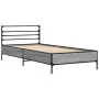 Sonoma gray metal engineered wood bed frame 90x200 cm by vidaXL, Beds and slatted bases - Ref: Foro24-845585, Price: 69,28 €,...