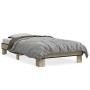 Sonoma oak metal engineered wood bed frame 100x200 cm by vidaXL, Beds and slatted bases - Ref: Foro24-845868, Price: 68,23 €,...