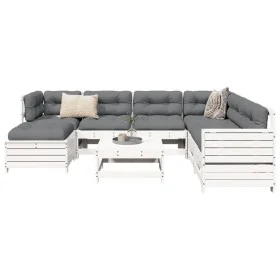 Gartensofa-Set 8-teilig aus massivem weißem Kiefernholz von vidaXL, Gartensets - Ref: Foro24-3250565, Preis: 565,19 €, Rabatt: %