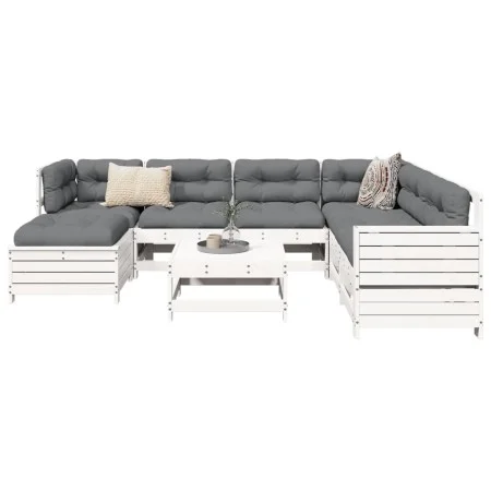 Gartensofa-Set 8-teilig aus massivem weißem Kiefernholz von vidaXL, Gartensets - Ref: Foro24-3250565, Preis: 565,19 €, Rabatt: %