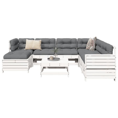 Gartensofa-Set 8-teilig aus massivem weißem Kiefernholz von vidaXL, Gartensets - Ref: Foro24-3250565, Preis: 573,25 €, Rabatt: %