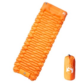 Colchón de camping autoinflable con almohada 1 persona naranja