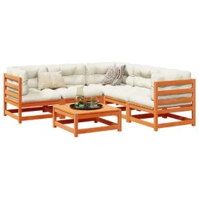 6-piece garden sofa set with wax-brown pine wood cushions by vidaXL, Garden sets - Ref: Foro24-3299446, Price: 634,17 €, Disc...