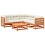6-teilige Gartensofagarnitur mit wachsbraunen Kissen aus Kiefernholz von vidaXL, Gartensets - Ref: Foro24-3299446, Preis: 641...