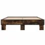Engineered wood bed frame metal smoked oak 135x190cm by vidaXL, Beds and slatted bases - Ref: Foro24-845894, Price: 96,42 €, ...