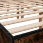 Engineered wood bed frame metal smoked oak 135x190cm by vidaXL, Beds and slatted bases - Ref: Foro24-845894, Price: 96,42 €, ...