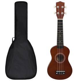 Juego de ukelele soprano para niños con funda madera oscura 21"