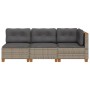 3-Sitzer-Gartensofa mit grauen synthetischen Rattankissen von vidaXL, Outdoor-Sofas - Ref: Foro24-365921, Preis: 198,96 €, Ra...