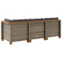 3-Sitzer-Gartensofa mit grauen synthetischen Rattankissen von vidaXL, Outdoor-Sofas - Ref: Foro24-365921, Preis: 198,96 €, Ra...