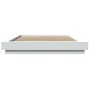 Estructura de cama con LED madera ingeniería blanco 135x190 cm de vidaXL, Camas y somieres - Ref: Foro24-3281133, Precio: 183...