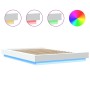 Estructura de cama con LED madera ingeniería blanco 135x190 cm de vidaXL, Camas y somieres - Ref: Foro24-3281133, Precio: 183...
