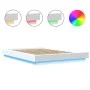White engineered wood bed frame with LED 135x190 cm by vidaXL, Beds and slatted bases - Ref: Foro24-3281133, Price: 180,82 €,...