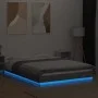 Sonoma gray wood bed frame with LED lights 140x190 cm by vidaXL, Beds and slatted bases - Ref: Foro24-3281131, Price: 179,46 ...