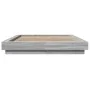 Sonoma gray wood bed frame with LED lights 140x190 cm by vidaXL, Beds and slatted bases - Ref: Foro24-3281131, Price: 179,46 ...