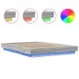 Sonoma gray wood bed frame with LED lights 140x190 cm by vidaXL, Beds and slatted bases - Ref: Foro24-3281131, Price: 179,46 ...
