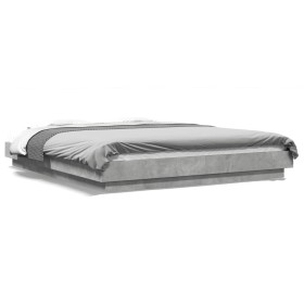 Concrete gray engineered wood bed frame 160x200cm by vidaXL, Beds and slatted bases - Ref: Foro24-3281178, Price: 164,78 €, D...