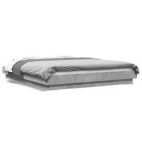 Concrete gray engineered wood bed frame 160x200cm by vidaXL, Beds and slatted bases - Ref: Foro24-3281178, Price: 162,84 €, D...